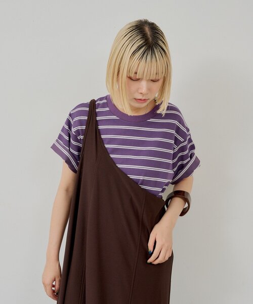 WHIMSIC(ウィムジック)の「【UNISEX/2サイズ展開】ボーダーTシャツ(Tシャツ/カットソー・メンズ・オフホワイト/パープル/ブラウン・2/1)」の16枚目の写真