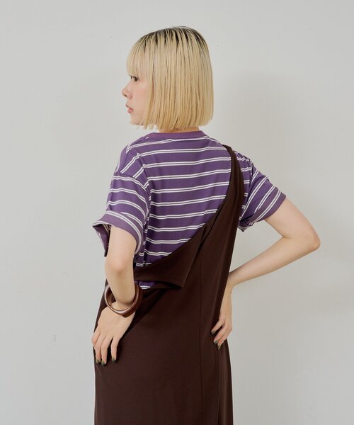 WHIMSIC(ウィムジック)の「【UNISEX/2サイズ展開】ボーダーTシャツ(Tシャツ/カットソー・メンズ・オフホワイト/パープル/ブラウン・2/1)」の17枚目の写真
