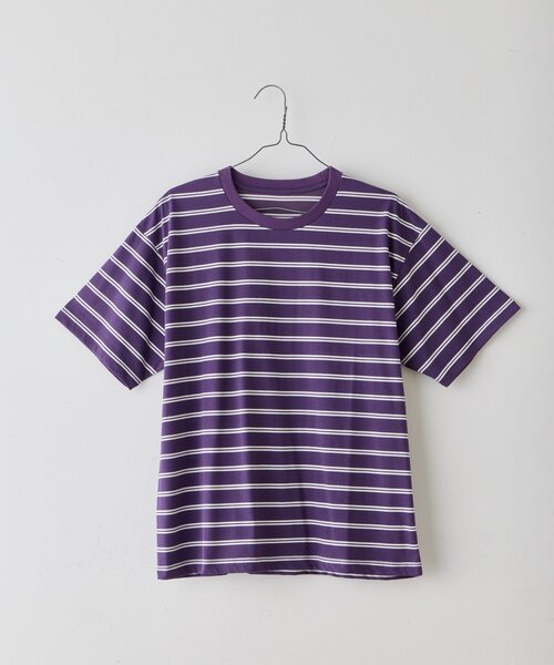 WHIMSIC(ウィムジック)の「【UNISEX/2サイズ展開】ボーダーTシャツ(Tシャツ/カットソー・メンズ・オフホワイト/パープル/ブラウン・2/1)」の18枚目の写真