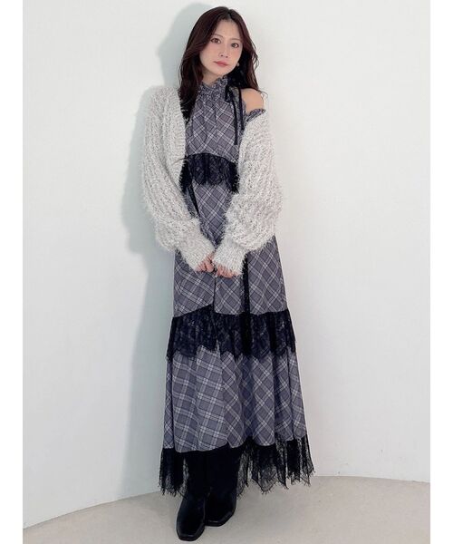 MERCURYDUO(マーキュリーデュオ)の「シャギー透かし編みボレロ(カーディガン/ボレロ・レディース・イエロー/ライトグレー/オフホワイト・FREE)」の20枚目の写真