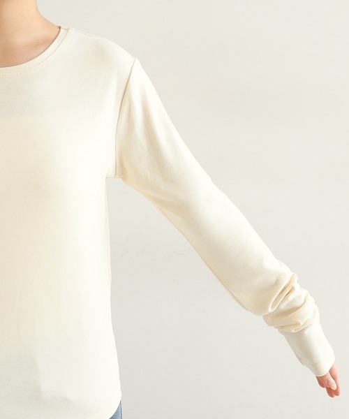 andme(アンドミー)の「【選べるネックデザイン】フライス長袖トップス(Tシャツ/カットソー・レディース・サックスブルー系/アイボリー系/ブラック系/ブラック/アイボリー/サックスブルー・FREE)」の17枚目の写真