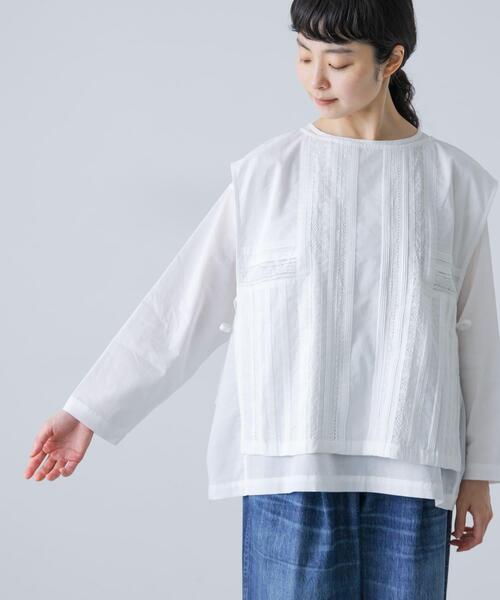 かぐれ（カグレ）の「レースタックベストセットシャツ（シャツ/ブラウス・レディース・ブラック/オフホワイト・FREE）」の17枚目の写真