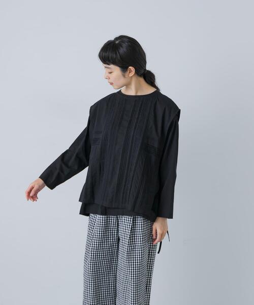 かぐれ（カグレ）の「レースタックベストセットシャツ（シャツ/ブラウス・レディース・ブラック/オフホワイト・FREE）」の7枚目の写真