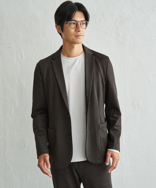 IKKA LOUNGE(イッカラウンジ)の「GOKU楽ワーク TR鹿の子ポンチジャケット(テーラードジャケット・メンズ・グレー/ネイビー/ブラウン/チャコール・S/M/L/XL)」の1枚目の写真