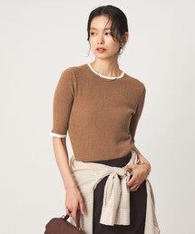 ハイショク リブ ハーフスリーブ プルオーバー ニット