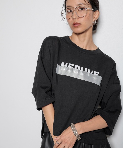 HEREIAM(ヘレイアム)の「【HEREIAM】フォームロゴハーフスリーブT(Tシャツ/カットソー・レディース・ホワイト/グレー系/ピンク系/ブラック・FREE)」の2枚目の写真