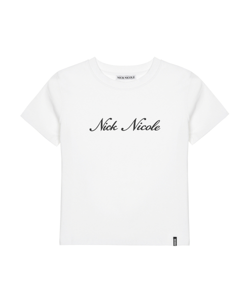 NICK&NICOLE(ニックアンドニコール)の「NICOLE LOGO GRAPHIC HALF TOP_WHITE(Tシャツ/カットソー・レディース・その他・FREE)」の1枚目の写真