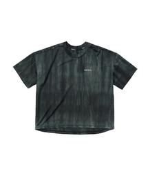 (W) エアベントタイダイレイシングドットシンボルクロップTシャツ (ミッドナイト)