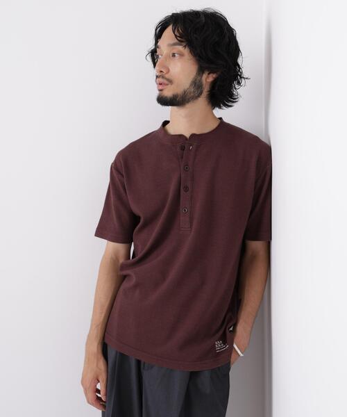 NANO universe(ナノユニバース)の「「surplus」 サーマルヘンリーハーフスリーブ(Tシャツ/カットソー・メンズ・ブラック/ボルドー/ホワイト・M/L/S)」の1枚目の写真