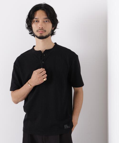 NANO universe(ナノユニバース)の「「surplus」 サーマルヘンリーハーフスリーブ(Tシャツ/カットソー・メンズ・ブラック/ボルドー/ホワイト・M/L/S)」の4枚目の写真