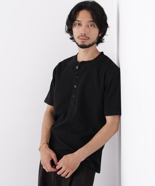 NANO universe(ナノユニバース)の「「surplus」 サーマルヘンリーハーフスリーブ(Tシャツ/カットソー・メンズ・ブラック/ボルドー/ホワイト・M/L/S)」の5枚目の写真