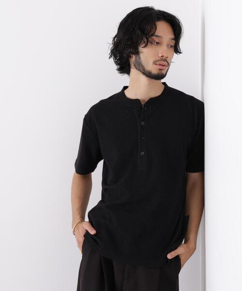 NANO universe(ナノユニバース)の「「surplus」 サーマルヘンリーハーフスリーブ(Tシャツ/カットソー・メンズ・ブラック/ボルドー/ホワイト・M/L/S)」の6枚目の写真