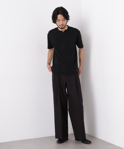 NANO universe(ナノユニバース)の「「surplus」 サーマルヘンリーハーフスリーブ(Tシャツ/カットソー・メンズ・ブラック/ボルドー/ホワイト・M/L/S)」の7枚目の写真