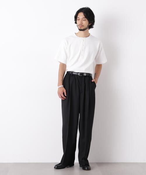 NANO universe(ナノユニバース)の「「surplus」 サーマルヘンリーハーフスリーブ(Tシャツ/カットソー・メンズ・ブラック/ボルドー/ホワイト・M/L/S)」の15枚目の写真