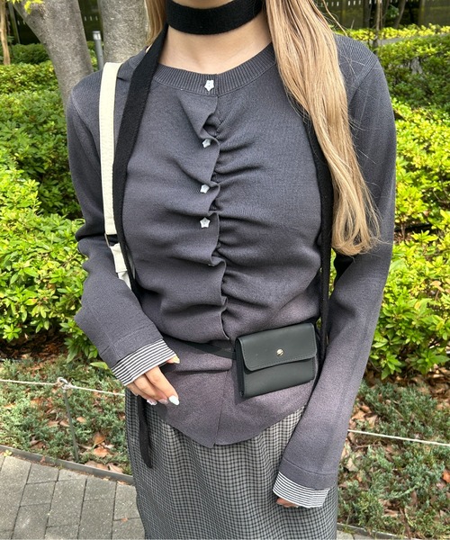 WC(ダブル シー)の「ボタンジップカーディガン(カーディガン/ボレロ・レディース・ピンク/チャコールグレー/アイボリー・FREE)」の7枚目の写真