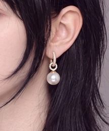 Cookie Chocolate | 2WAYパール＆ビジューフープピアス(ピアス（両耳用）)
