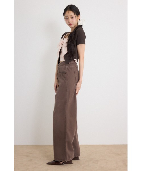 rienda(リエンダ)の「フロントリボンカットトップス 夏服 秋服(Tシャツ/カットソー・レディース・グレー/ブラウン/ブラック・FREE)」の4枚目の写真