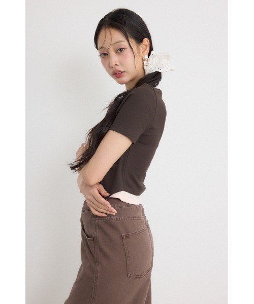 rienda(リエンダ)の「フロントリボンカットトップス 夏服 秋服(Tシャツ/カットソー・レディース・グレー/ブラウン/ブラック・FREE)」の7枚目の写真