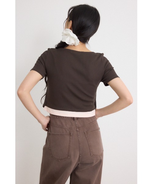 rienda(リエンダ)の「フロントリボンカットトップス 夏服 秋服(Tシャツ/カットソー・レディース・グレー/ブラウン/ブラック・FREE)」の8枚目の写真