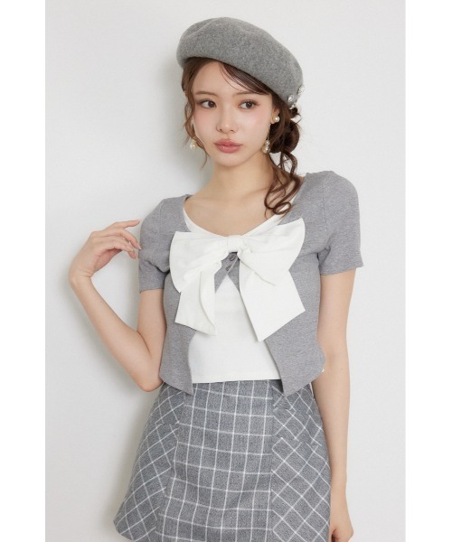 rienda(リエンダ)の「フロントリボンカットトップス 夏服 秋服(Tシャツ/カットソー・レディース・グレー/ブラウン/ブラック・FREE)」の10枚目の写真