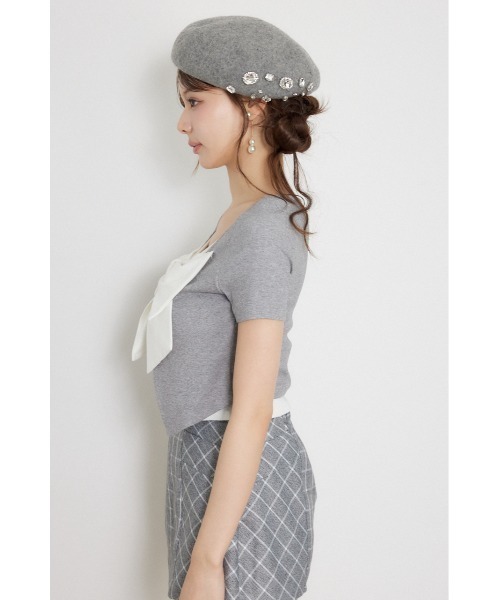 rienda(リエンダ)の「フロントリボンカットトップス 夏服 秋服(Tシャツ/カットソー・レディース・グレー/ブラウン/ブラック・FREE)」の16枚目の写真