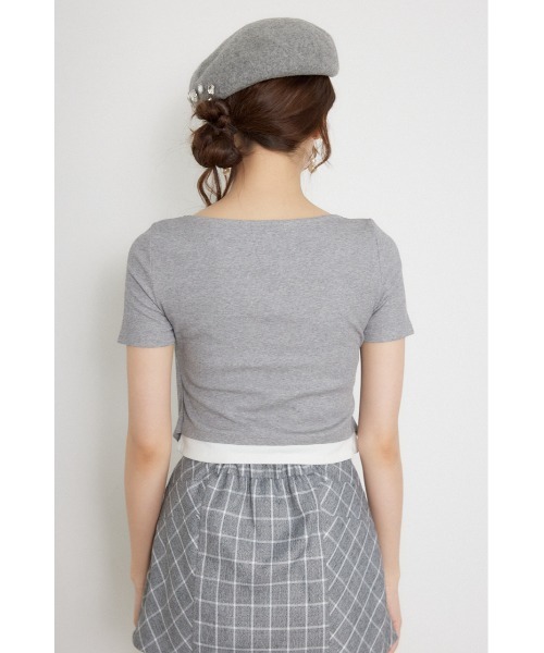 rienda(リエンダ)の「フロントリボンカットトップス 夏服 秋服(Tシャツ/カットソー・レディース・グレー/ブラウン/ブラック・FREE)」の17枚目の写真
