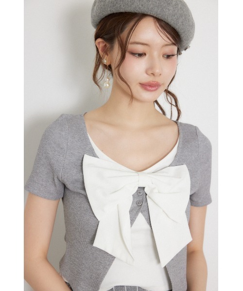 rienda(リエンダ)の「フロントリボンカットトップス 夏服 秋服(Tシャツ/カットソー・レディース・グレー/ブラウン/ブラック・FREE)」の18枚目の写真