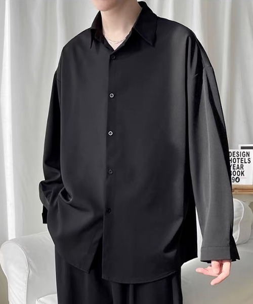 ampm(エーエムピーエム)の「ビッグシルエットドレープレギュラーカラーシャツ(シャツ/ブラウス・メンズ・ホワイト/ブラック・M/L)」の4枚目の写真