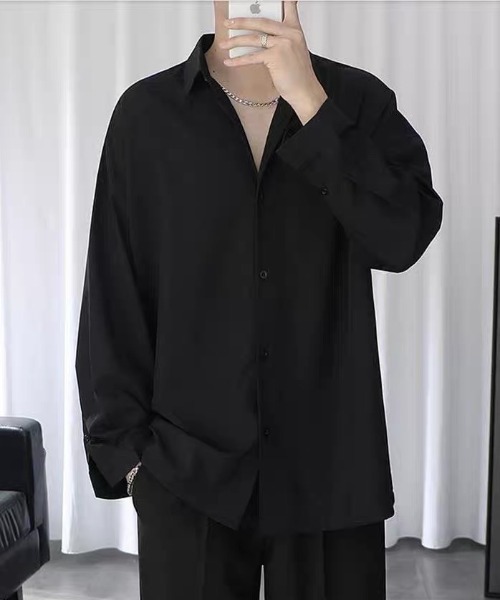 ampm(エーエムピーエム)の「ビッグシルエットドレープレギュラーカラーシャツ(シャツ/ブラウス・メンズ・ホワイト/ブラック・M/L)」の12枚目の写真