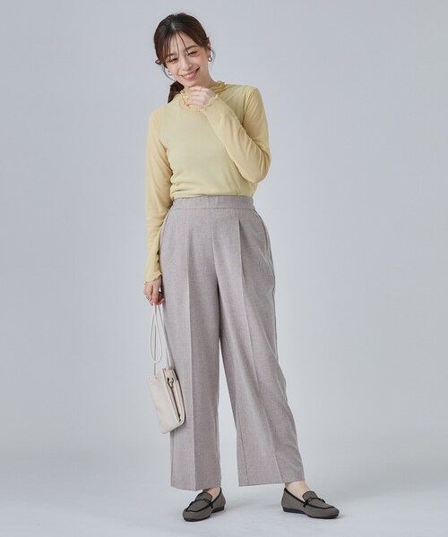 SHOO・LA・RUE(シューラルー)の「【S-LL/洗濯機可】コーデにプラスするだけで垢抜ける 柄アソートシアーチュールトップス(Tシャツ/カットソー・レディース・ホワイト/ライトイエロー系/グレー系1/ブラック系5/サックスブルー・01/04/03/02)」の12枚目の写真