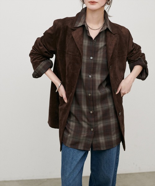 LARUTA(ラルータ)の「【LARUTA】チェック柄シャツプルオーバー(シャツ/ブラウス・レディース・ブラウン/ネイビー・FREE)」の3枚目の写真