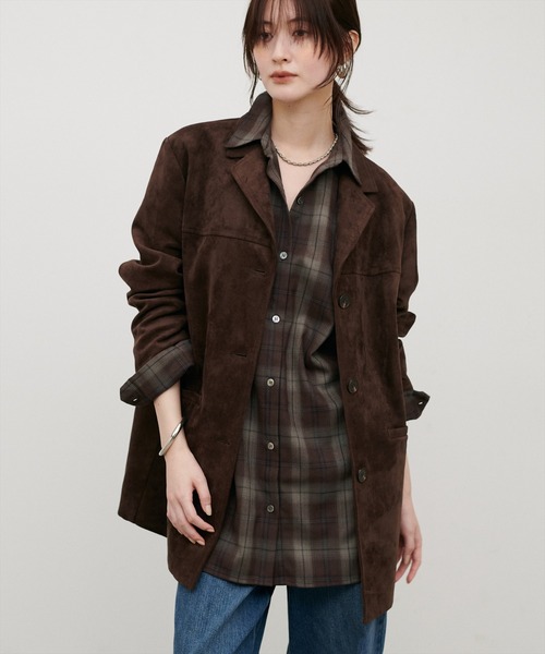 LARUTA(ラルータ)の「【LARUTA】チェック柄シャツプルオーバー(シャツ/ブラウス・レディース・ブラウン/ネイビー・FREE)」の4枚目の写真