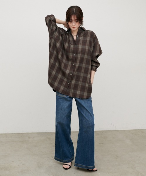 LARUTA(ラルータ)の「【LARUTA】チェック柄シャツプルオーバー(シャツ/ブラウス・レディース・ブラウン/ネイビー・FREE)」の8枚目の写真