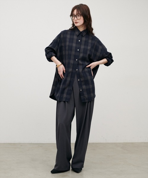 LARUTA(ラルータ)の「【LARUTA】チェック柄シャツプルオーバー(シャツ/ブラウス・レディース・ブラウン/ネイビー・FREE)」の14枚目の写真