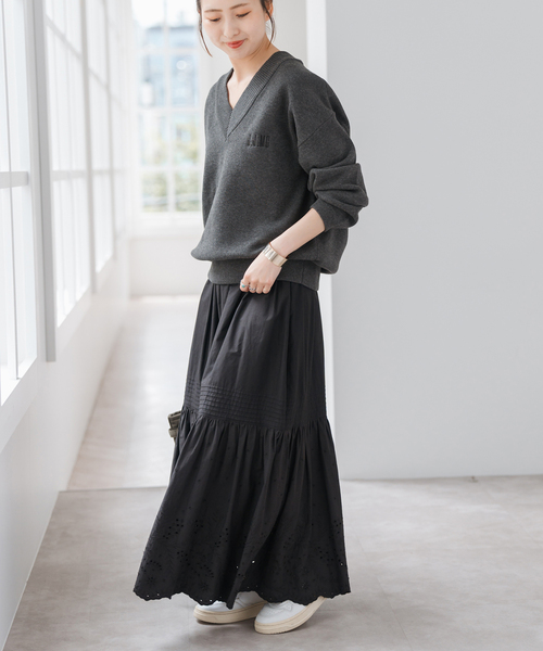 Spick & Span(スピックアンドスパン)の「《WEB限定 / 追加》J.J.Mercer / ジェイジェイマーサー 別注 Vネックプルオーバー(ニット/セーター・レディース・チャコールグレー・FREE)」の11枚目の写真