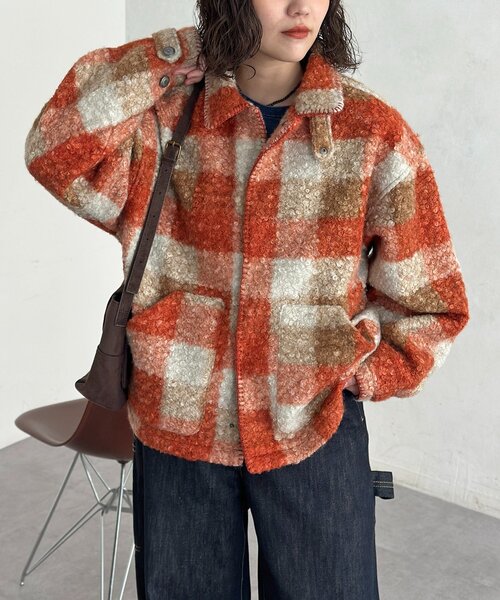 CPCM(シーピーシーエム)の「ハンドステッチブークレシャツジャケット(その他アウター・メンズ・オレンジ/ネイビー・LARGE/MEDIUM)」の2枚目の写真