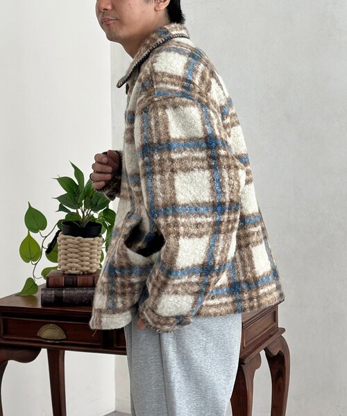 CPCM(シーピーシーエム)の「ハンドステッチブークレシャツジャケット(その他アウター・メンズ・オレンジ/ネイビー・LARGE/MEDIUM)」の3枚目の写真