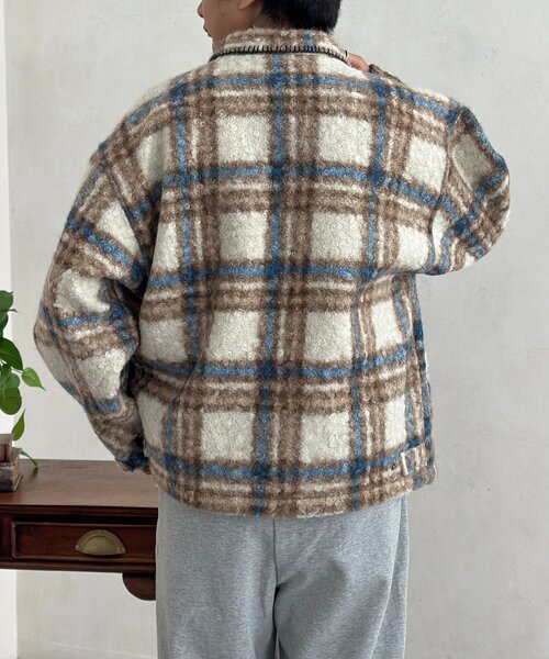 CPCM(シーピーシーエム)の「ハンドステッチブークレシャツジャケット(その他アウター・メンズ・オレンジ/ネイビー・LARGE/MEDIUM)」の4枚目の写真
