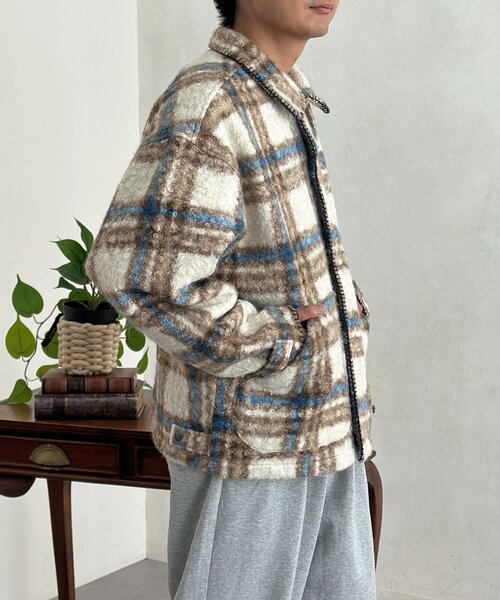 CPCM(シーピーシーエム)の「ハンドステッチブークレシャツジャケット(その他アウター・メンズ・オレンジ/ネイビー・LARGE/MEDIUM)」の5枚目の写真