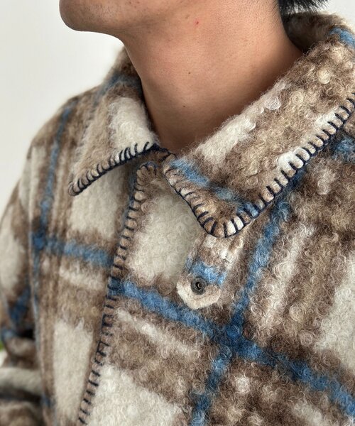 CPCM(シーピーシーエム)の「ハンドステッチブークレシャツジャケット(その他アウター・メンズ・オレンジ/ネイビー・LARGE/MEDIUM)」の6枚目の写真