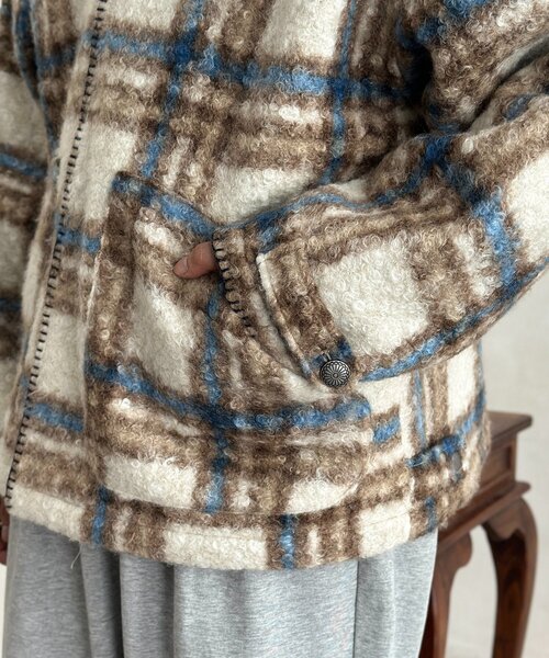 CPCM(シーピーシーエム)の「ハンドステッチブークレシャツジャケット(その他アウター・メンズ・オレンジ/ネイビー・LARGE/MEDIUM)」の8枚目の写真