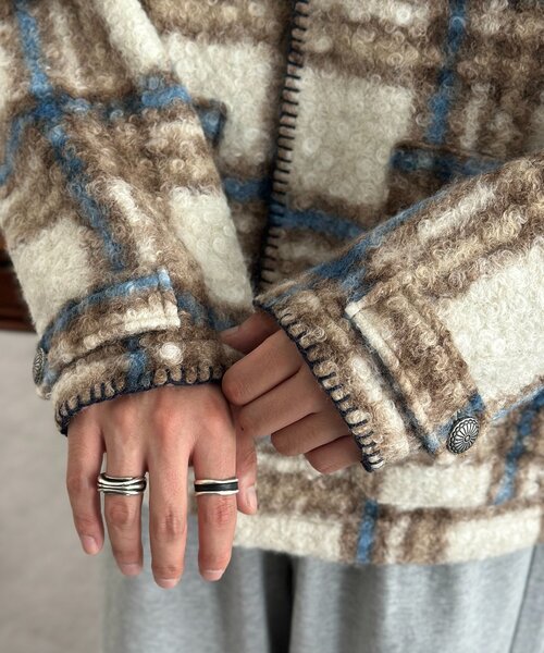 CPCM(シーピーシーエム)の「ハンドステッチブークレシャツジャケット(その他アウター・メンズ・オレンジ/ネイビー・LARGE/MEDIUM)」の9枚目の写真