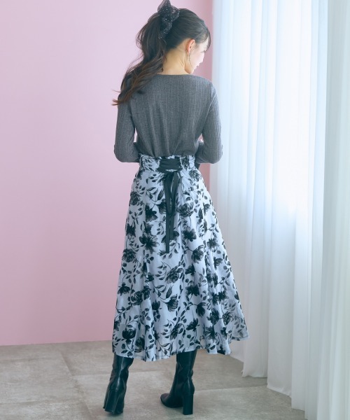 marun(マルン)の「<大きいサイズ>袖口リボンレーステレコリブカットソートップス marun(Tシャツ/カットソー・レディース・アイボリー/チャコールグレー/ピンク系・4L/3L/L/LL/5L)」の5枚目の写真