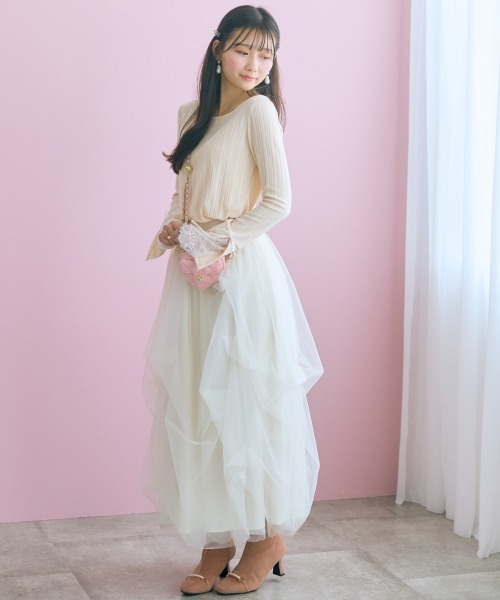 marun(マルン)の「<大きいサイズ>袖口リボンレーステレコリブカットソートップス marun(Tシャツ/カットソー・レディース・アイボリー/チャコールグレー/ピンク系・4L/3L/L/LL/5L)」の13枚目の写真
