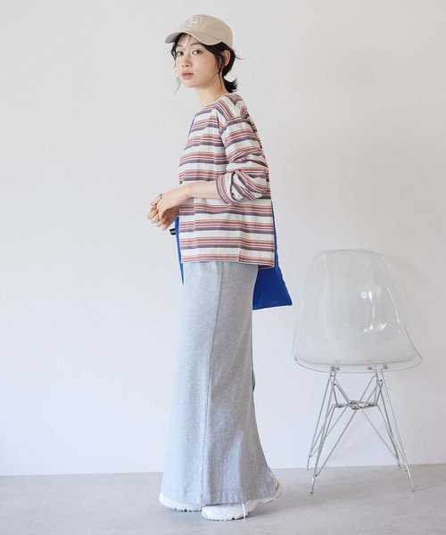 HEART MARKET(ハートマーケット)の「ワイドなボーダーロンT(Tシャツ/カットソー・レディース・グリーン/チャコール/ナチュラル/ミント/ブラック/オレンジ/レッド/カーキ・LL/LARGE/MEDIUM)」の21枚目の写真