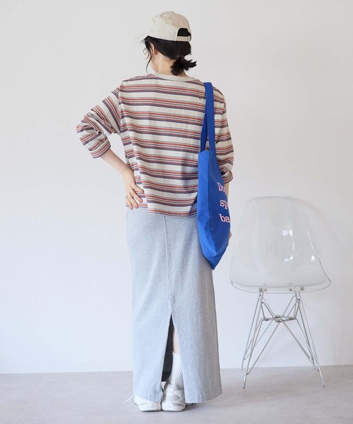 HEART MARKET(ハートマーケット)の「ワイドなボーダーロンT(Tシャツ/カットソー・レディース・グリーン/チャコール/ナチュラル/ミント/ブラック/オレンジ/レッド/カーキ・LL/LARGE/MEDIUM)」の22枚目の写真