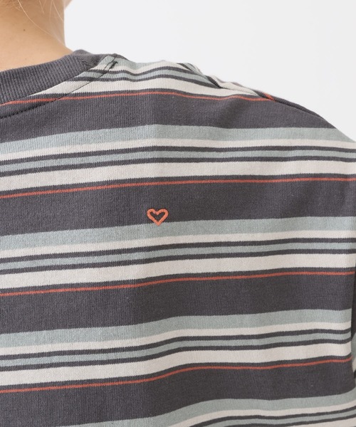 HEART MARKET(ハートマーケット)の「ワイドなボーダーロンT(Tシャツ/カットソー・レディース・グリーン/チャコール/ナチュラル/ミント/ブラック/オレンジ/レッド/カーキ・LL/LARGE/MEDIUM)」の10枚目の写真