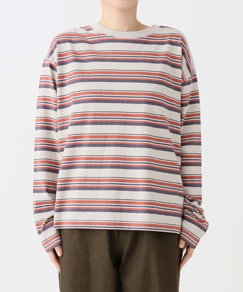 HEART MARKET(ハートマーケット)の「ワイドなボーダーロンT(Tシャツ/カットソー・レディース・グリーン/チャコール/ナチュラル/ミント/ブラック/オレンジ/レッド/カーキ・LL/LARGE/MEDIUM)」の16枚目の写真