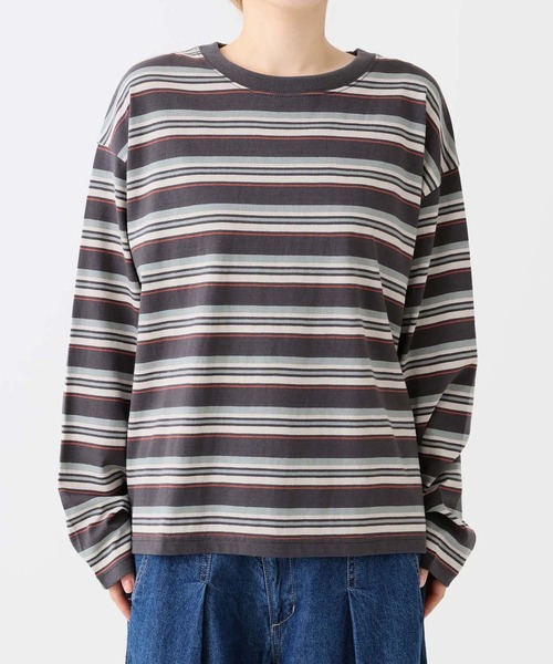 HEART MARKET(ハートマーケット)の「ワイドなボーダーロンT(Tシャツ/カットソー・レディース・グリーン/チャコール/ナチュラル/ミント/ブラック/オレンジ/レッド/カーキ・LL/LARGE/MEDIUM)」の18枚目の写真