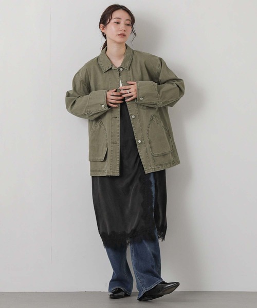 Gready Brilliant(グレディブリリアン)の「ウォッシュ加工ワークジャケット(デニムジャケット・レディース・カーキ/レオパード・FREE)」の14枚目の写真